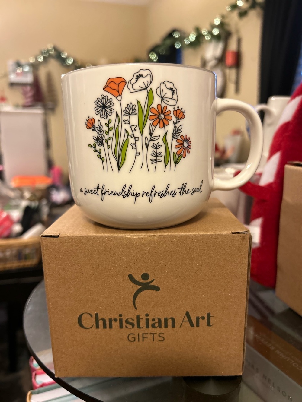 White Floral Mug - 'A Sweet Friendship Refreshes the Soul'